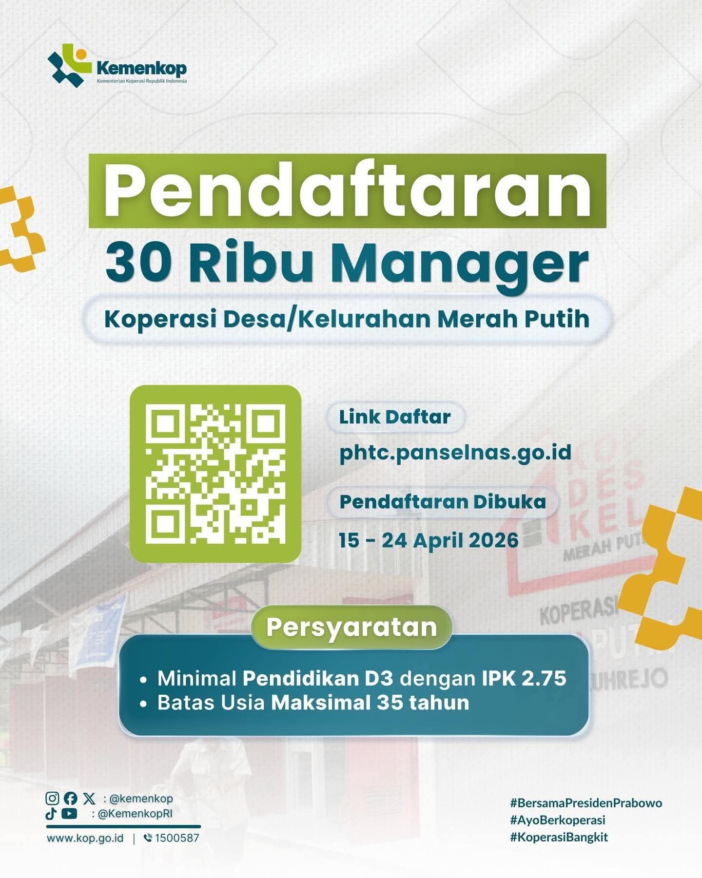 Pemerintah Buka Rekrutmen 30.000 Manajer Koperasi Desa/Kelurahan Merah Putih ; Ini Link Pendaftarannya