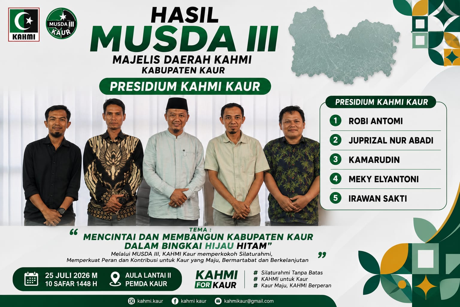Robi Antomi Nahkodai KAHMI Kaur 2026–2031 ; Siap Wujudkan Organisasi yang Lebih Aktif dan Solid